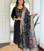 Black Embroidered Kurta set with Dupatta