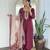 Maroon rayon embroidery straight kurta with pant and dupatta set