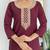 Maroon rayon embroidery straight kurta with pant and dupatta set