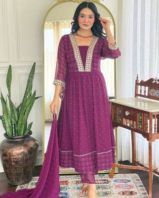 Purple printed ethnic Suit 1