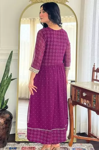 Purple printed ethnic Suit