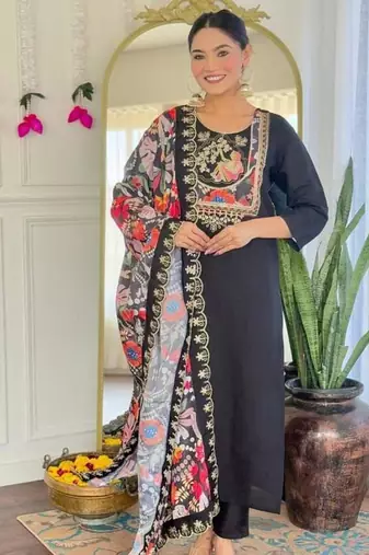 Black Kurta set with Dupatta