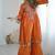 Orange colour khadi cotton embroidery work navratry co-ord set