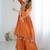 Orange colour khadi cotton embroidery work navratry co-ord set