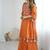Orange colour khadi cotton embroidery work navratry co-ord set