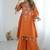 Orange colour khadi cotton embroidery work navratry co-ord set