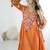 Orange colour khadi cotton embroidery work navratry co-ord set