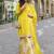 Yellow chinon embroidered sharara suit