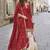 Red chinon embroidered sharara suit stiched