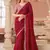 Red georgette embroidered party wear saree