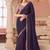 Violet georgette embroidered party wear saree