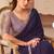 Violet georgette embroidered party wear saree