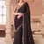 Dark brown georgette embroidered party wear saree