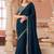 Aqua blue georgette embroidered party wear saree
