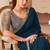 Aqua blue georgette embroidered party wear saree