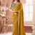 Yellow georgette embroidered party wear saree