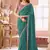 Turquoise georgette embroidered party wear saree