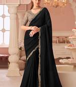Black georgette embroidered party wear saree