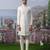 White embroidered chanderi silk sherwani
