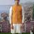 White plain chanderi silk kurta pajama with orange nehru jacket