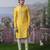 Yellow embroidered chanderi silk kurta pajama