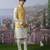 Yellow embroidered chanderi silk nehru jacket set