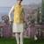 Yellow embroidered chanderi silk nehru jacket set