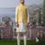 Yellow embroidered chanderi silk nehru jacket set