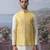 Yellow embroidered chanderi silk nehru jacket set
