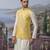 Yellow embroidered chanderi silk nehru jacket set