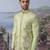 Green embroidered chanderi silk Bandhgala set