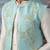 Blue embroidered chanderi silk jacket with kurta pajama