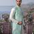 Blue embroidered chanderi silk jacket with kurta pajama