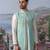 Blue embroidered chanderi silk jacket with kurta pajama