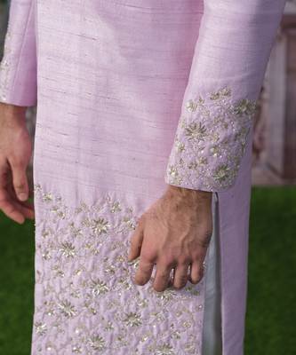 Purple embroidered chanderi silk kurta pajama 4