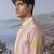 Pink embroidered chanderi silk kurta pajama