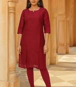 Woven maroon kurta