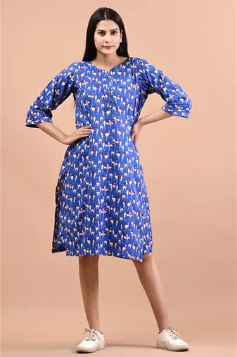 Camel print cotton kurta