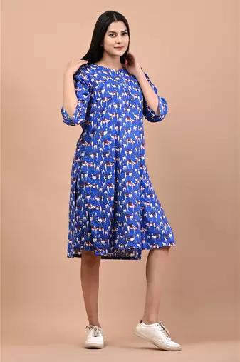 Camel print cotton kurta