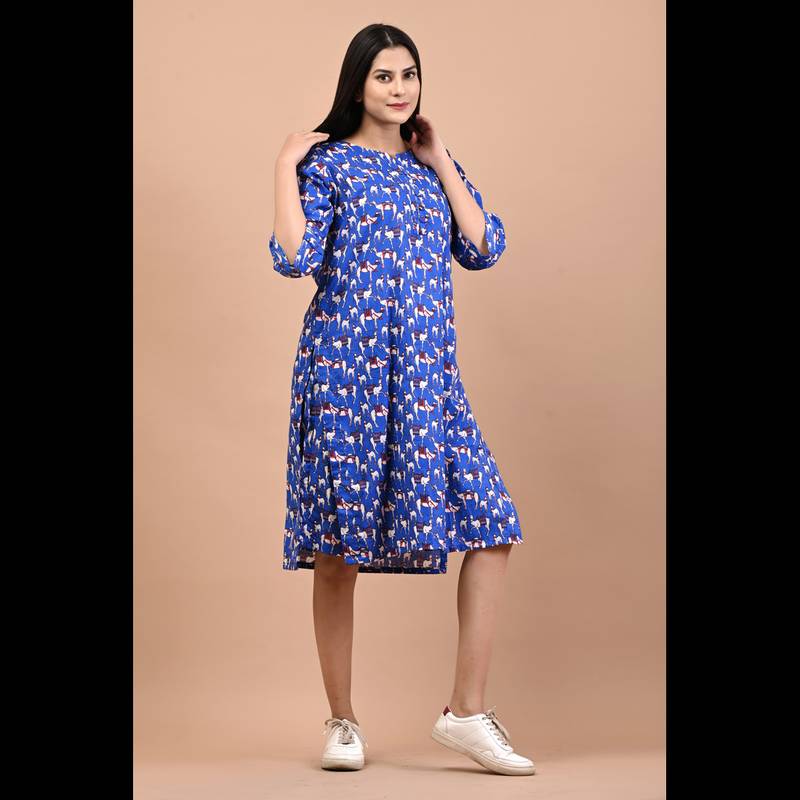 Camel print cotton kurta