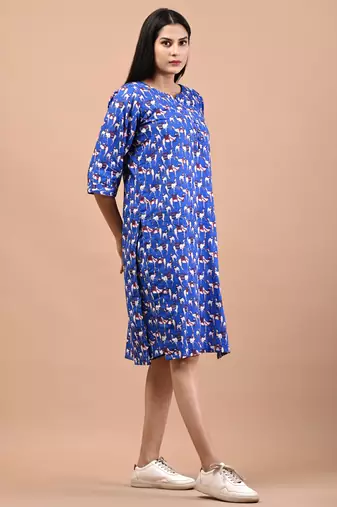 Camel print cotton kurta