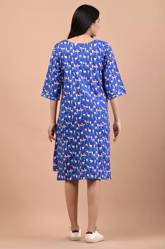 Camel print cotton kurta