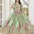 Glamorous Green Digital Printed with Dori and Zari embroidery work Chinnon Silk Fabric Indian Designer Wedding Lehenga