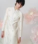 White woven cotton kurta pajama