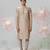 Beige woven cotton kurta pajama
