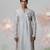 Grey woven cotton kurta pajama