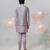 Grey woven cotton nehru jacket set