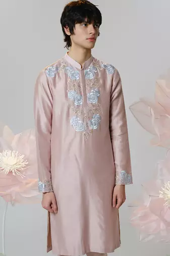 Grey woven cotton nehru jacket set