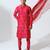 Red woven cotton kurta pajama