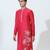 Red woven cotton kurta pajama